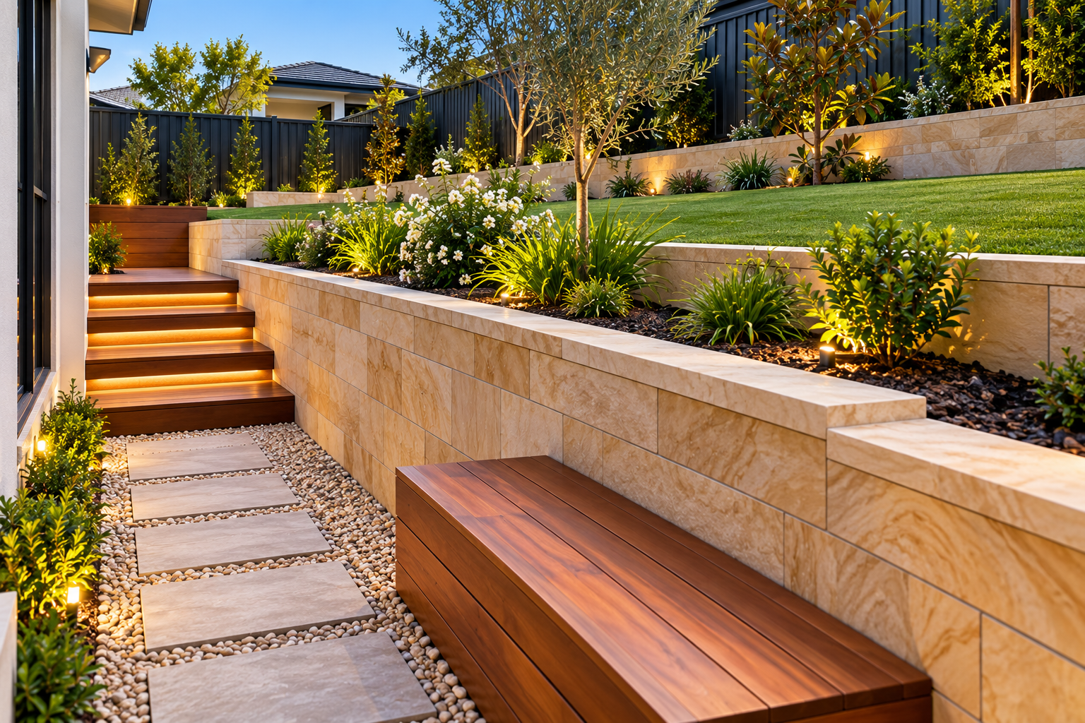 Retaining wall construction by MAXLINE Property Solutions